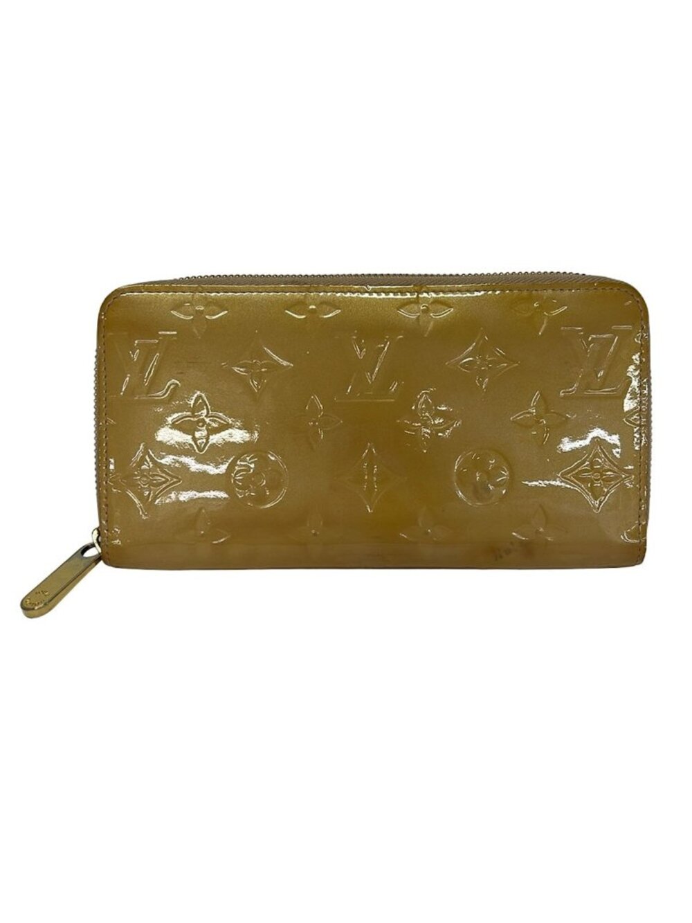 Louis Vuitton Wallet Monogram Vernis Zippy Noisette Leather